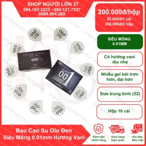 Bao Cao Su Olo Đen Siêu Mỏng 0.01mm Hương Vani