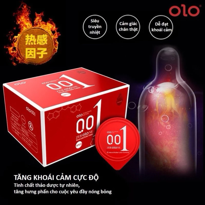 Bao Cao Su Olo Đỏ Siêu Mỏng 0.01mm Nóng Ấm