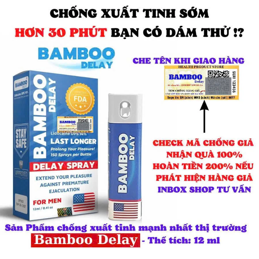 Chai xịt Bamboo Delay Spray 12ml – Kéo dài thời gian mạnh