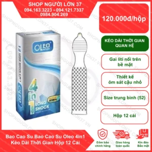 Bao Cao Su Oleo 4in1 Lampo Long Shock Kéo Dài Thời Gian – Hộp 12 chiếc