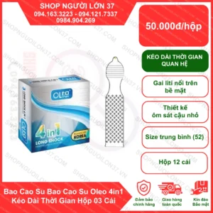 Bao Cao Su Oleo 4in1 Lampo Long Shock Kéo Dài Thời Gian – Hộp 03 chiếc