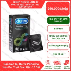 Bao cao su Durex Performa - Kéo dài thời gian - Hộp 12 cái