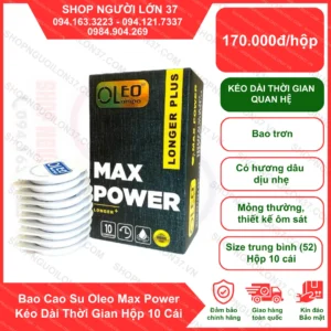 Bao Cao Su Oleo Lampo Max Power Longer Plus – Hộp 10 Cái