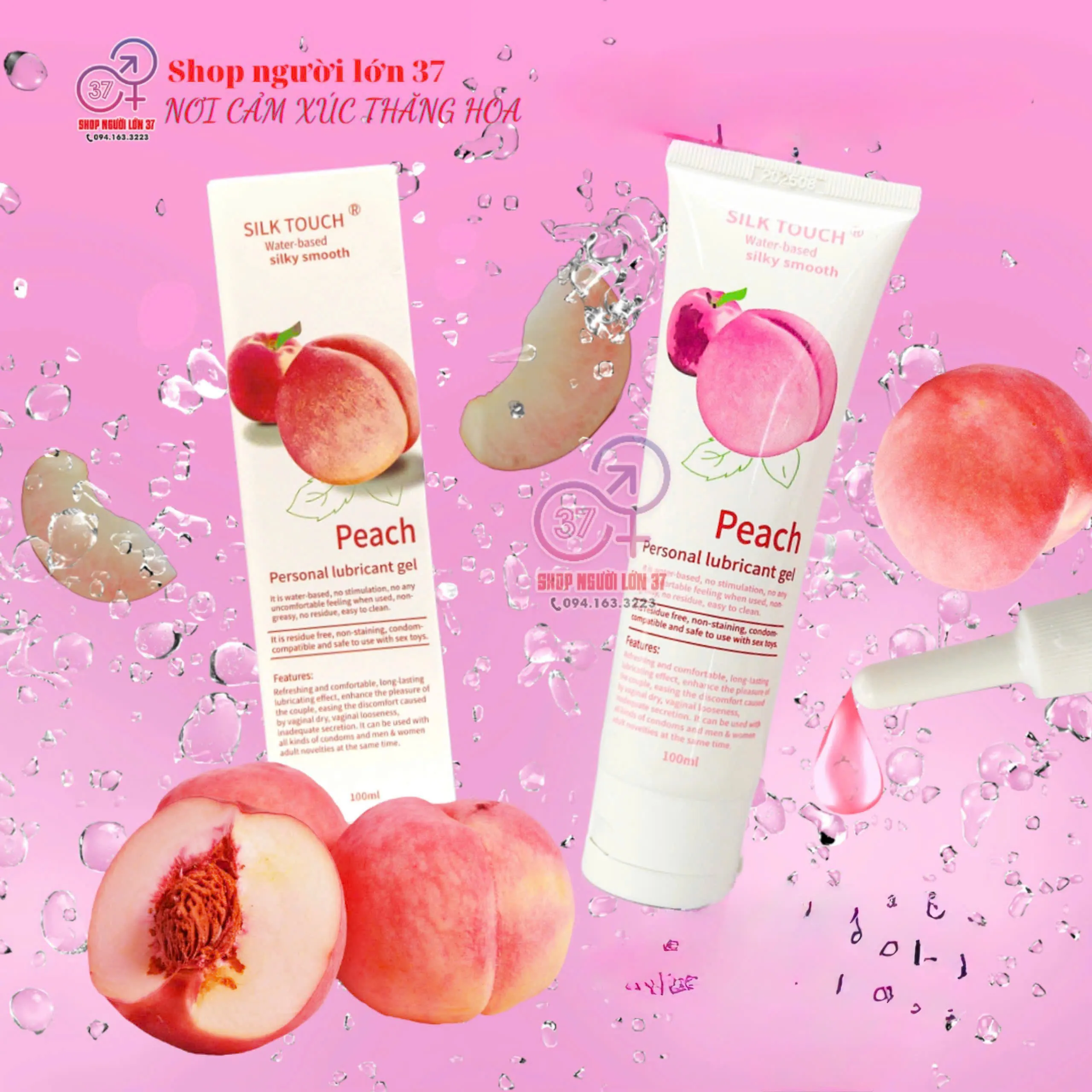 Gel bôi trơn hương đào Silk Touch Peach 100ml