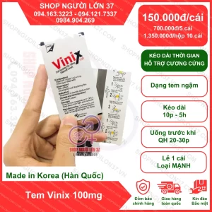 Tem ngậm Vinix 100mg – Hỗ trợ cường dương và kéo dài thời gian