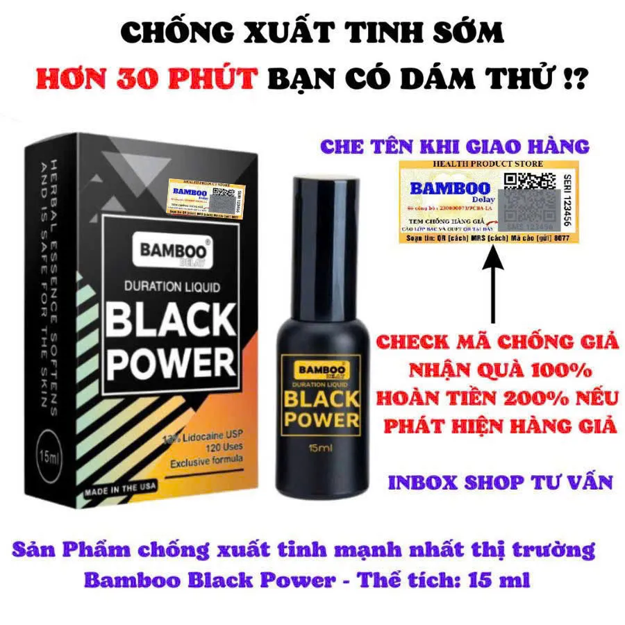 Chai xịt Bamboo Black Power 15ml – Kéo dài thời gian quan hệ